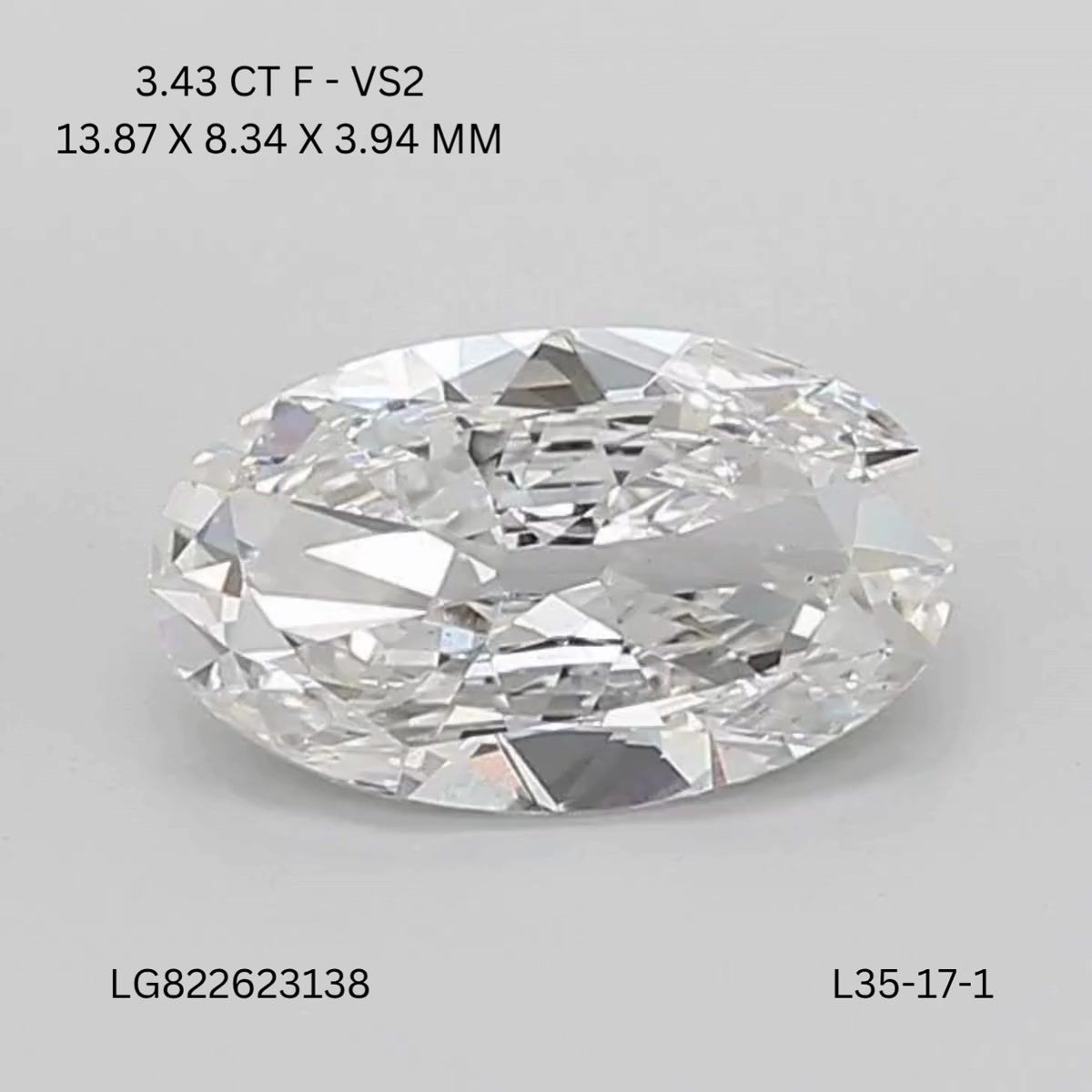 Lab Grown Diamond 3,43Ct F-VS2 Oval - IGILG822623138 1