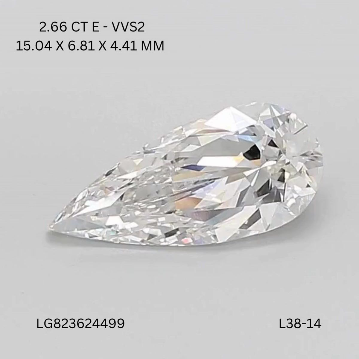 Lab Grown Diamond 2,66Ct E-VVS2 Pear - IGILG823624499 1