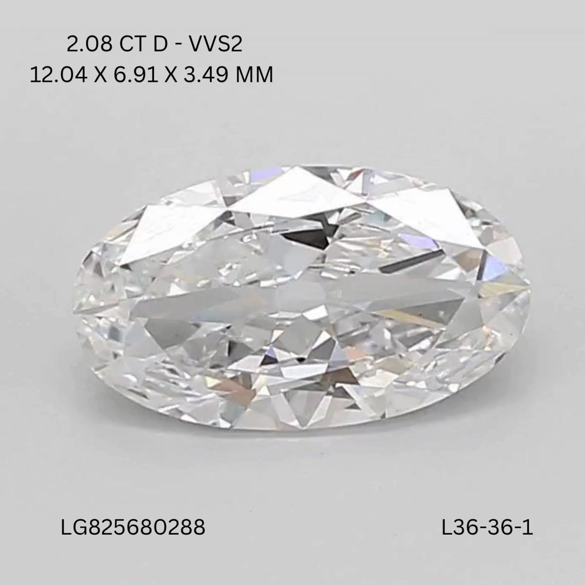 Lab Grown Diamond 2,08Ct D-VVS2 Oval - IGILG825680288 1