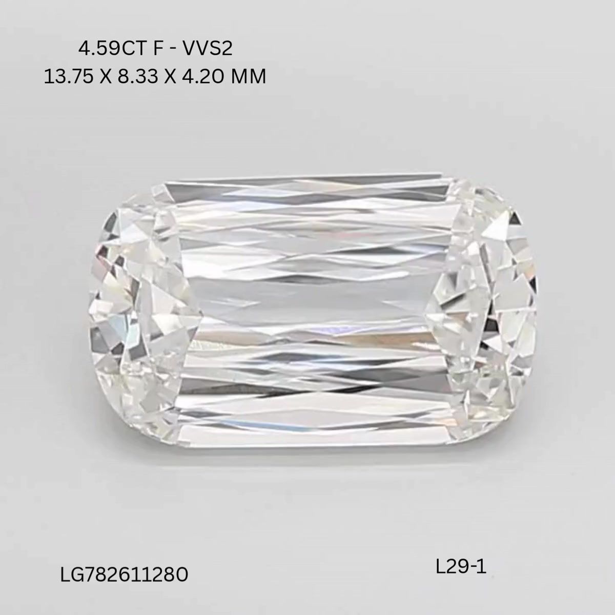 Lab Grown Diamond 4,59Ct F-VVS2 Cushion - IGILG782611280 1