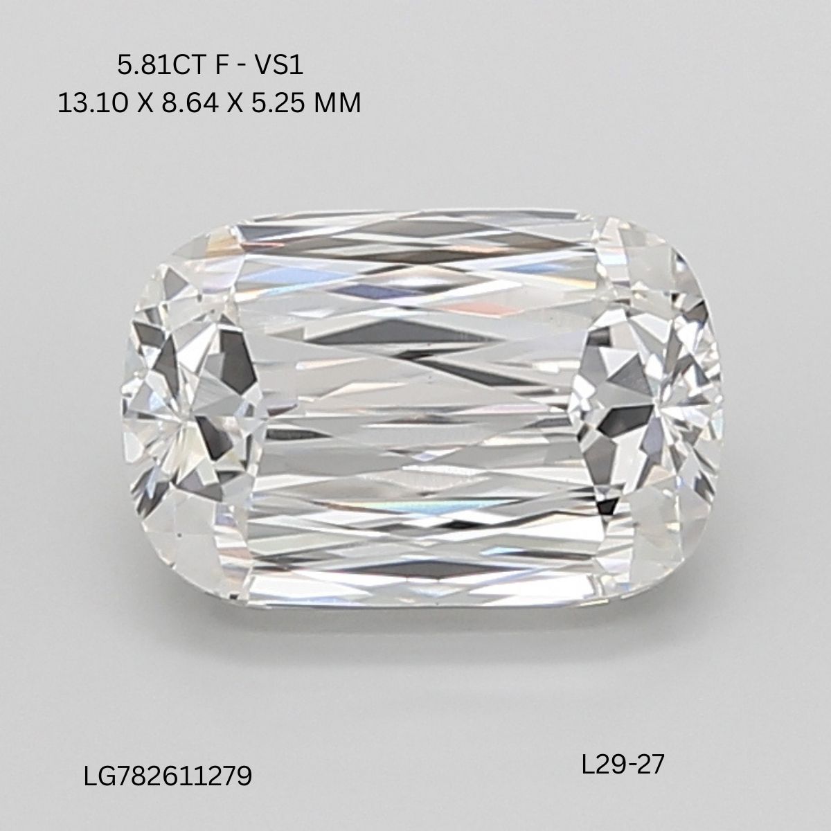 Lab Grown Diamond 5,81Ct F-VS1 Cushion - IGILG782611279 1