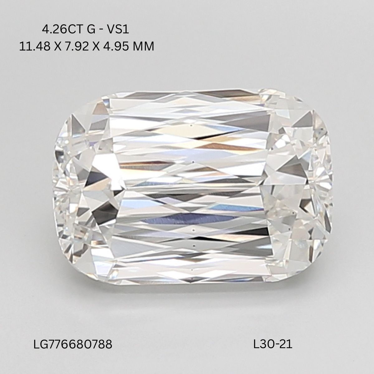 Lab Grown Diamond 4,26Ct G-VS1 Cushion - IGILG776680788 1